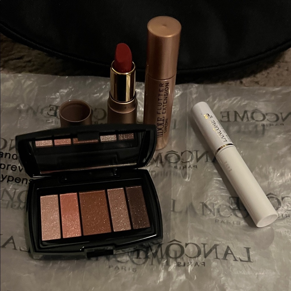 Lancome Eyeshadow Palette with Red Lipstick